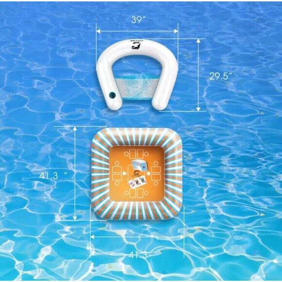 New Cipton Floating Inflatable Card‎ Table Set with Seats 41X41X4" - Picture 5 of 5